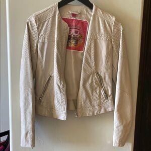 Faux Cream Leather Jacket